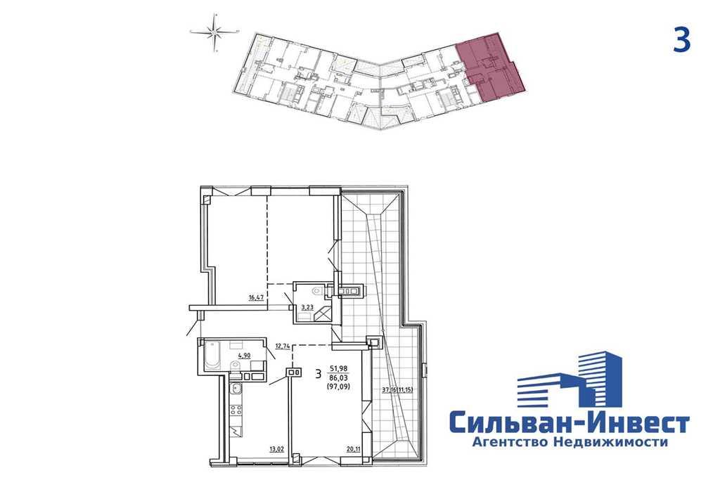 Квартиры 3 и 4 комнатные с террасой в МК «Фарфоровый»