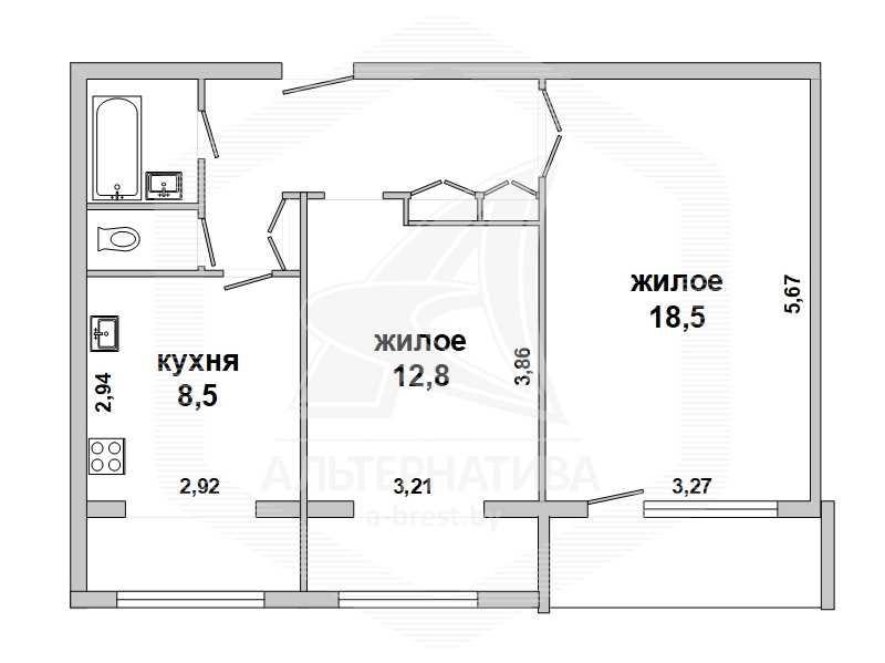 Продажа двухкомнатной квартиры в Бресте, ул. Дворникова