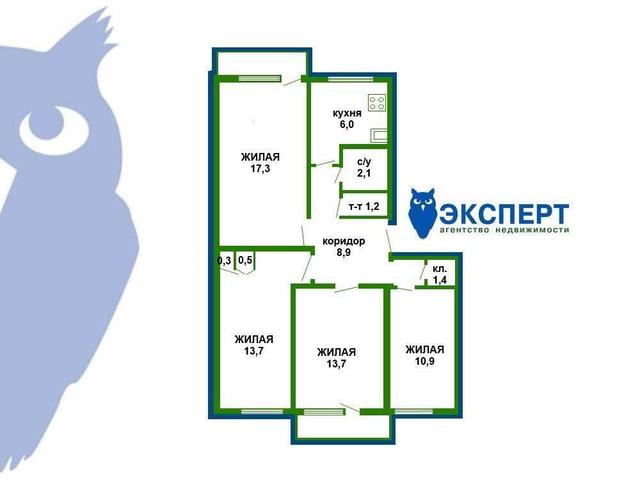 4-х  ком. квартира в 5-ти минутах до ст.м. "Пушкинская".Дом после капи