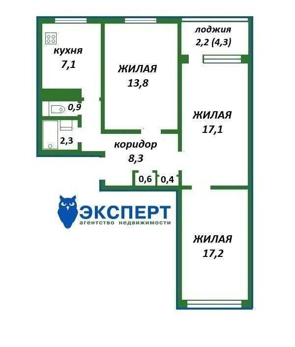 Квартира в Серебрянке с необычной планировкой.