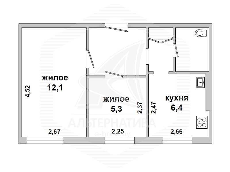 Продажа двухкомнатной квартиры в Бресте, ул. Кижеватова