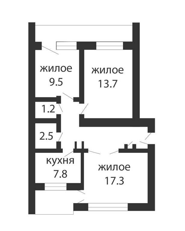 3-комнатная квартира близи парка 1 мая