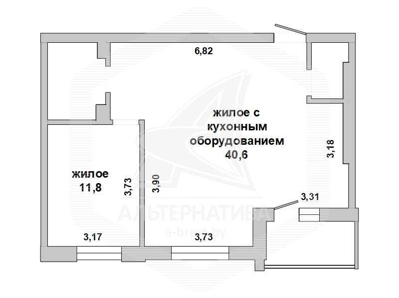 2-комнатная квартира для перевода в нежилой фонд в Бресте в собственно