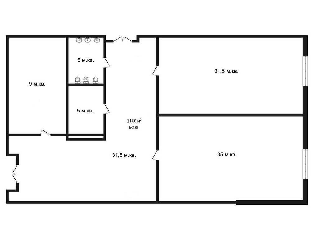 Продажа торгового помещения 117 м.кв. (вода, санузел), 1 этаж, Грибоед