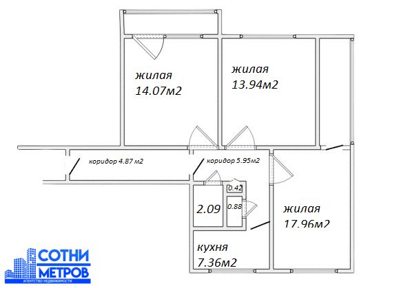 Продается просторная 3-к квартира по ул. Ротмистрова