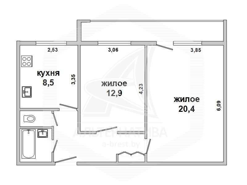 Продажа двухкомнатной квартиры в Каменецком районе, г. Каменец