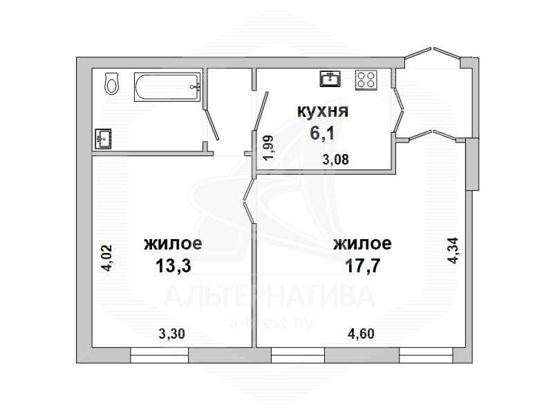 Продажа двухкомнатной квартиры в Бресте, ул. Карла Маркса