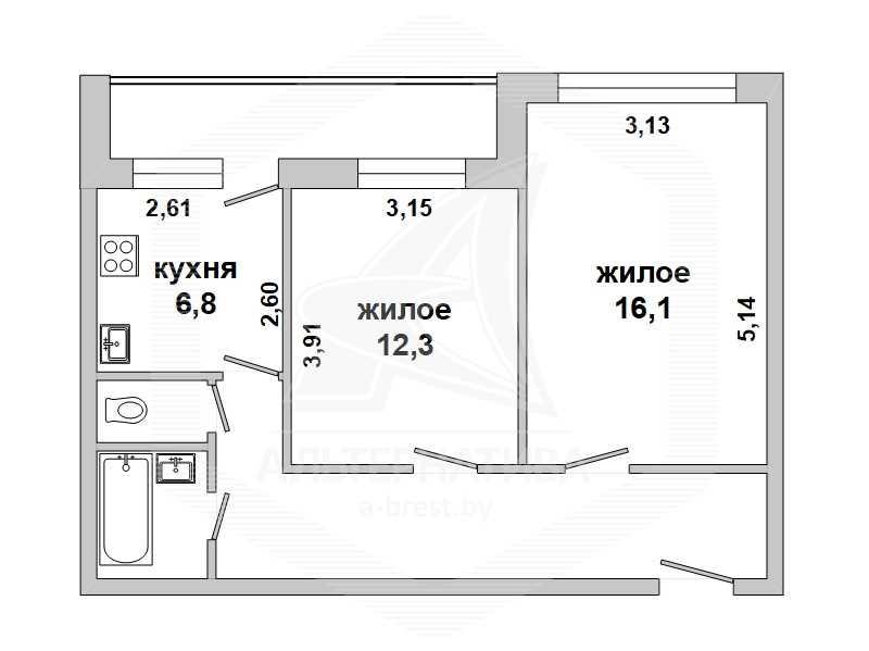 Продажа двухкомнатной квартиры в Бресте, ул. Красногвардейская