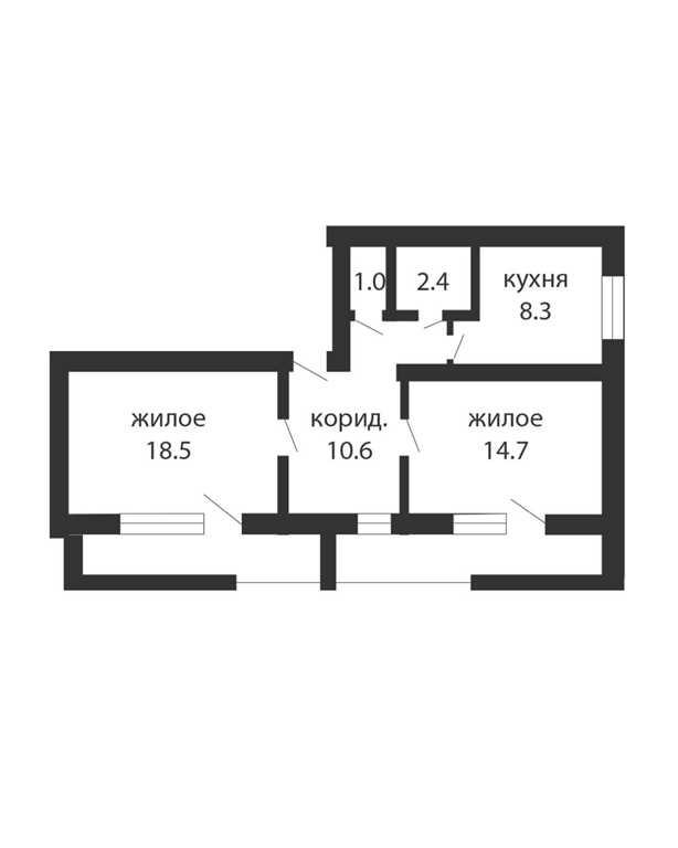 Просторная 2-комнатная квартира в Центре