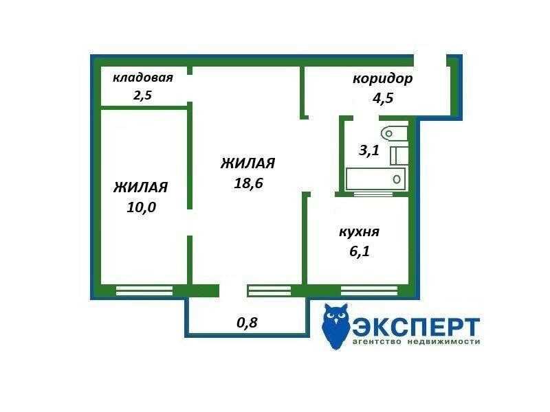 Двухкомнатная в центре в кирпичном доме