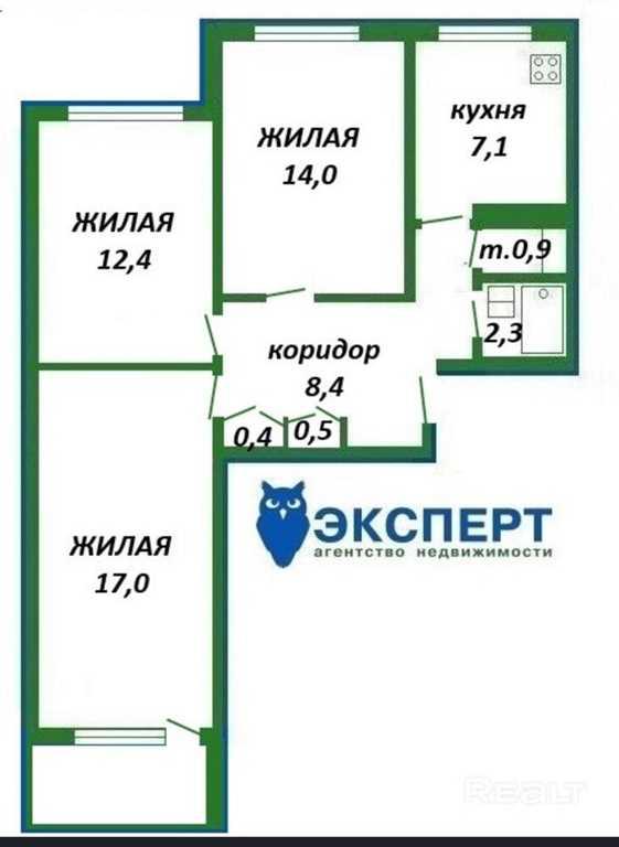 Хороший вариант 3-х комнатной квартиры в Малиновке