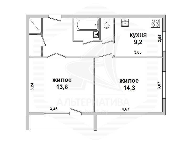 Продажа двухкомнатной квартиры в Каменецком районе, г. Каменец