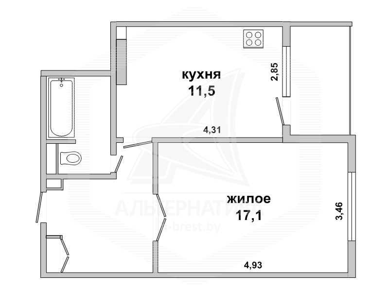 Продажа однокомнатной квартиры в Бресте, ул. Пронягина