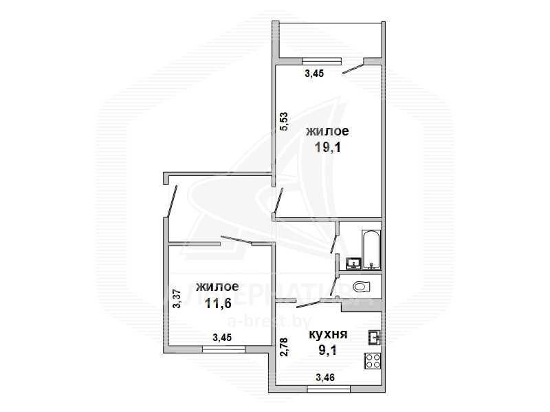 Продажа двухкомнатной квартиры в Малоритском районе, г. Малорита