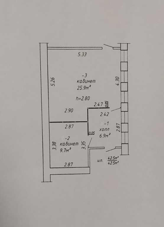 Продаётся офис общая площадь 104,9м2 (состоит из 2-х изолированных пом